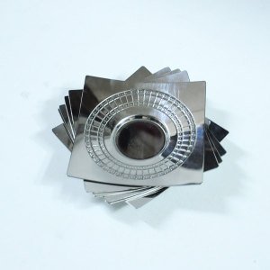 6 Adet Paslanmaz Çelik Kare Dizayn Lüks Çay Tabağı - 6'lı Metal Çay Tabağı