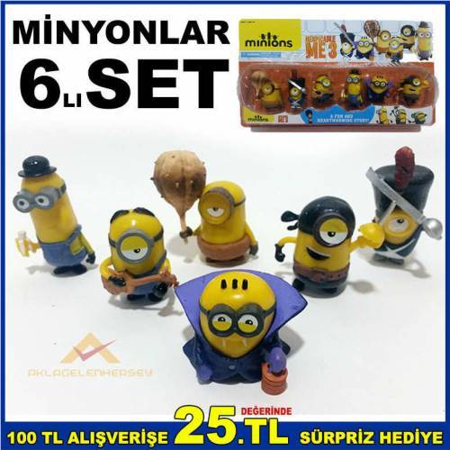6lı Set Çılgın Hırsız Minyonlar Mınıons Oyuncak Koleksiyon Figür Seti