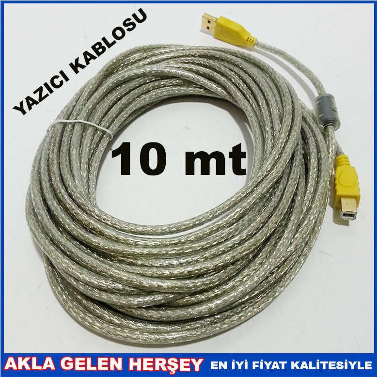 10mt İKİ UCU KONNEKTÖRLÜ YAZICI KABLOSU