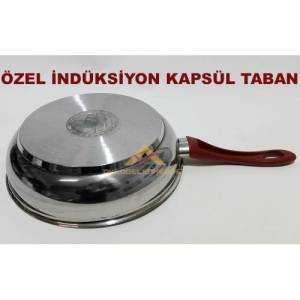 25cm ÇELİK TAVA İNDÜKSİYON ÇELİK KAPSÜL TABANLI TEK SAPLI ÇELİK KIZARTMA TAVASI