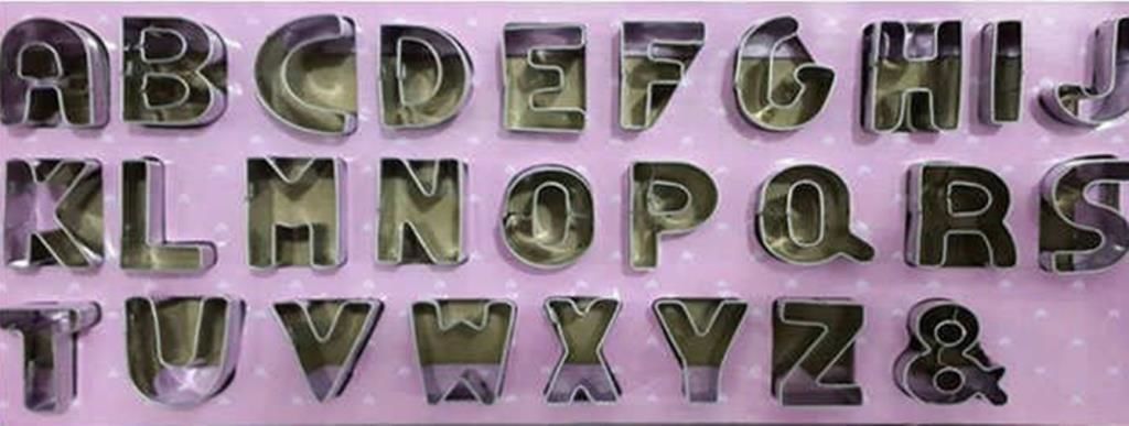 27 Adet Gümüş metal harf bisküvi kurabiye kalıbı