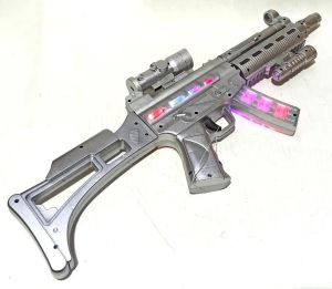 57x20x5cm Boyutlarında Sesli ve Işıklı Gri Renk Oyuncak Silah