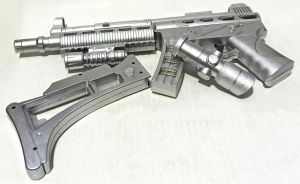 57x20x5cm Boyutlarında Sesli ve Işıklı Gri Renk Oyuncak Silah