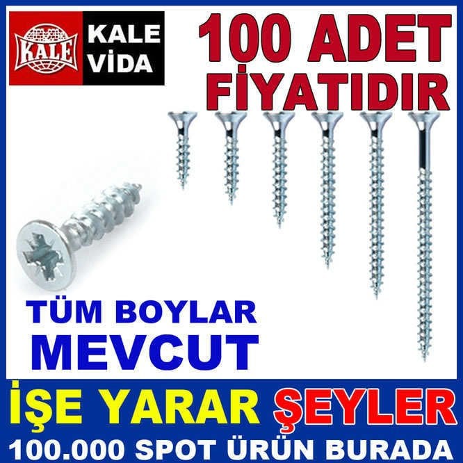 KALE VİDA 100 ADET SUNTA AHŞAP VİDASI 3.5x45mm
