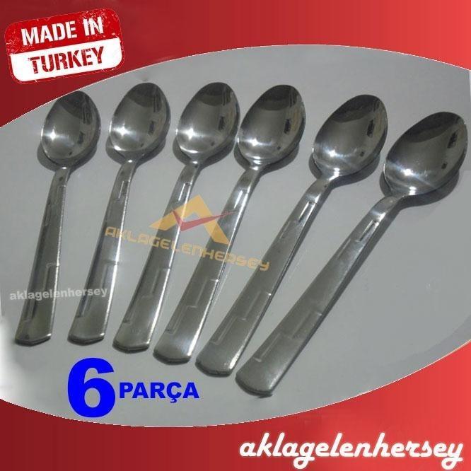 6 ADET PASLANMAZ ÇELİK ROSTRE YEMEK KAŞIK SETİ