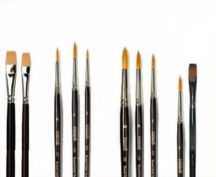 Farklı ölçülerde gerçek kıl yağlı,sulu boya resim 10lu fırça seti