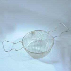 20cm Çapında 8,5cm Derinliğinde Çift Kulplu Galvaniz Kaplama Fritöz Sepeti - Tencere İçi Süzgeç