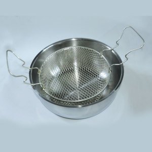 20cm Çapında 8,5cm Derinliğinde Çift Kulplu Galvaniz Kaplama Fritöz Sepeti - Tencere İçi Süzgeç