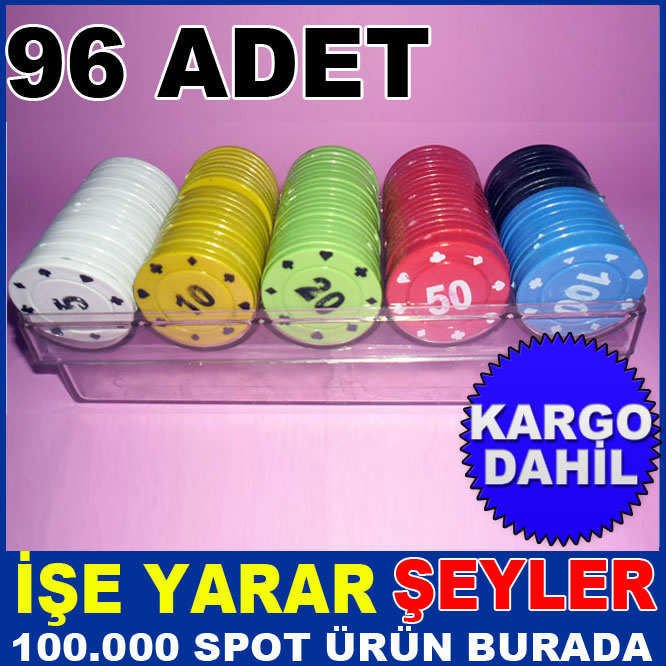 96 ADET YÜKSEK KALİTE PLASTİK POKER OYUN FİŞİ