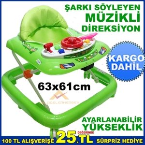 DİREKSİYONLU ŞARKI SÖYLEYEN MÜZİKLİ YÜRÜME ÖĞRETEN YÜRÜTEÇ YEŞİL