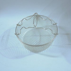 22cm Çapında 10cm Derinliğinde Çift Kulplu Galvaniz Kaplama Fritöz Sepeti - Tencere İçi Süzgeç