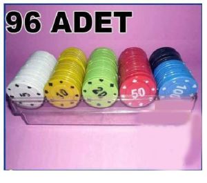 96 Adet Yüksek Kalite Plastik Poker Oyun Fişi