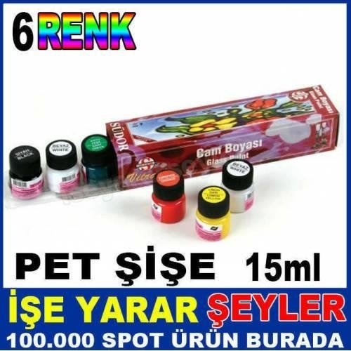CAM BOYAMA SANATI İÇİN SETİ 6 FARKLI KARIŞIK RENK BOYA SETİ SÜDOR