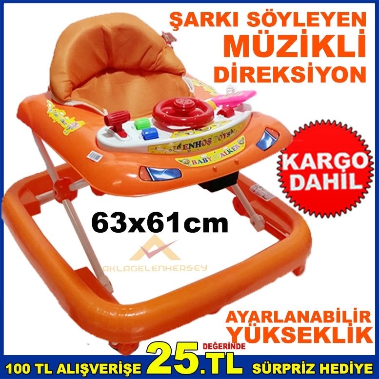 DİREKSİYONLU ŞARKI SÖYLEYEN MÜZİKLİ YÜRÜME ÖĞRETEN YÜRÜTEÇ TURUNC