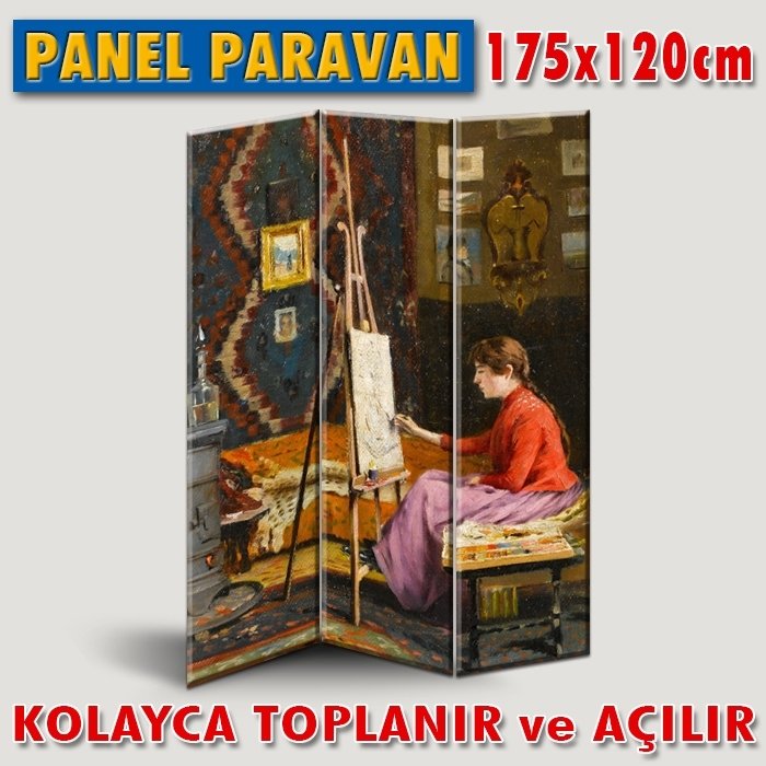 GÖRSELLİ KATLANIR PANEL BÖLME SİSTEMİ - RESSAM KIZ VE AT