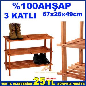 3 KATLI AHŞAP AYAKKABI SAKSI RAFI AYAKKABILIK