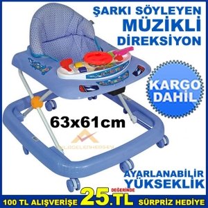 DİREKSİYONLU ŞARKI SÖYLEYEN MÜZİKLİ YÜRÜME ÖĞRETEN YÜRÜTEÇ MAVİ