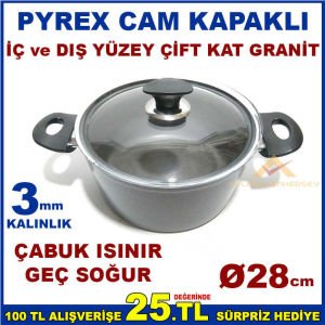 DÖKÜM ALÜMİNYUM DERİN GRANİT TENCERE 28cm