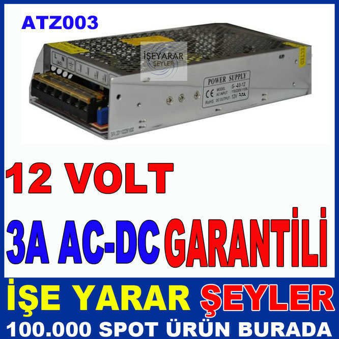 12V 3A AC-DC İÇ ve DIŞ  MEKAN ŞERİT LED ADAPTÖRÜ