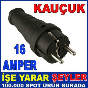 16 AMPER 250V MONOFAZE KAUÇUK TOPRAKLI FİŞ