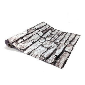 5mt Rulo 500x45cm Koyu Kahve Grili Krem Taş Desen Yapışkanlı Pvc Folyo Duvar+Mobilya,Dolap Kaplaması