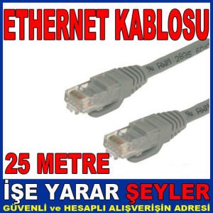 25 METRE CAT 5 ETHERNET KABLOSU 2 UCU JACKLI