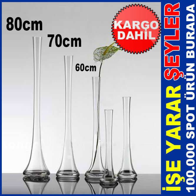 60cm ŞEFFAF GÖRÜNÜMLÜ FİL AYAKLI CAM VAZO KD