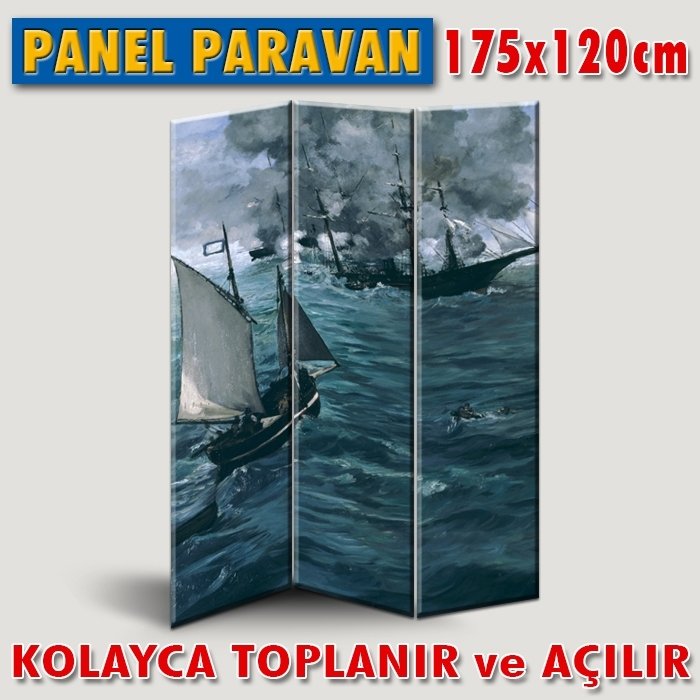 GÖRSELLİ KATLANIR PANEL BÖLME SİSTEMİ-EDOUARD MONET-DENİZ SAVAŞI