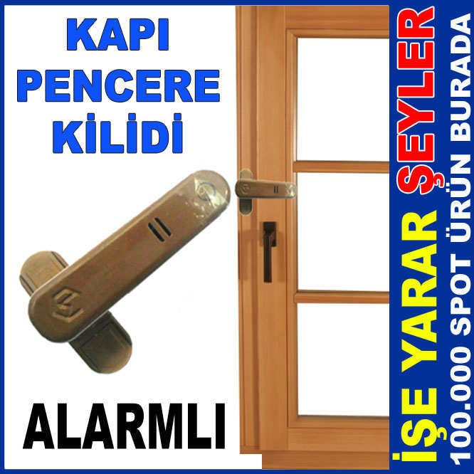 KAHVERENGİ ALARMLI KAPI PENCERE GÜVENLİK KİLİDİ ALARMLI KAPI MANDALI KAHVERENGİ GÜVENLİ MANDAL KİLİT