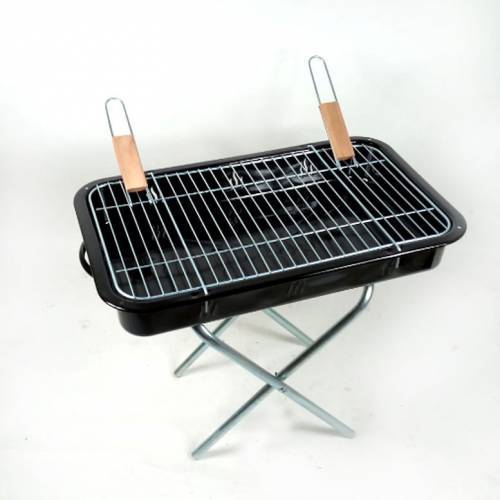 Katlanabilir Ayaklı Emaye Kaplama Portatif Mangal Izgara 50 cm Çift Kulplu Barbekü