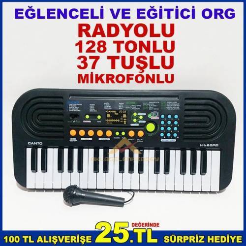 Radyolu, Mikrofonlu, 37 Tuşlu, 128 Tonlu, Eğitici Ve Öğretici Org