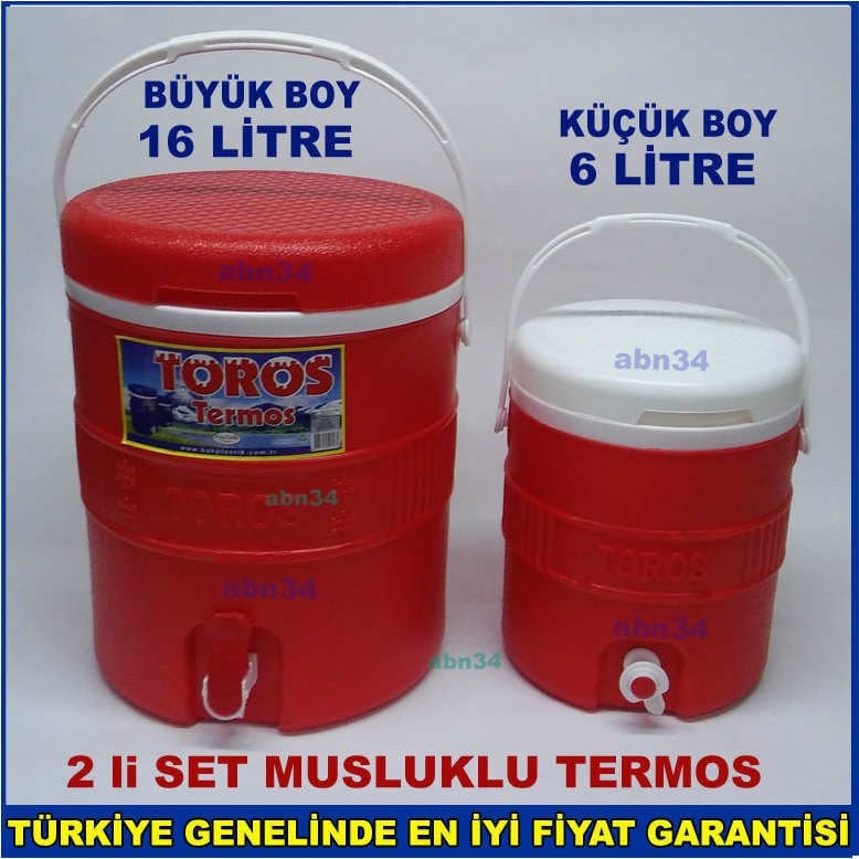 2li set Musluklu Piknik Termosu,Su termosu Sağlam Dayanıklı çift cidarlı yiyecek ve içecek Termosu