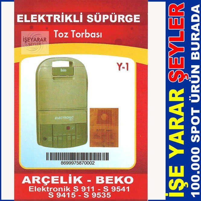 BEKO  ELEKTRİKLİ SÜPÜRGE TOZ TORBASI Y1