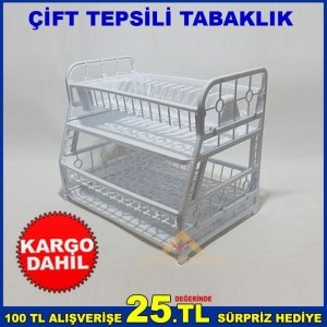 LÜKS SAĞLAM ÇİFT TEPSİLİ MUTFAK GEREÇLERİNDEN TABAKLIK BEYAZ