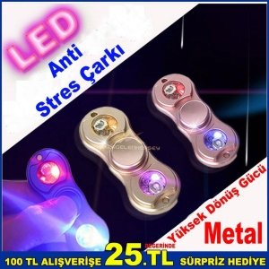 Metal Kutulu Işıklı Metal Stres Çarkı Çelik Rulmanlı Hand Spinner