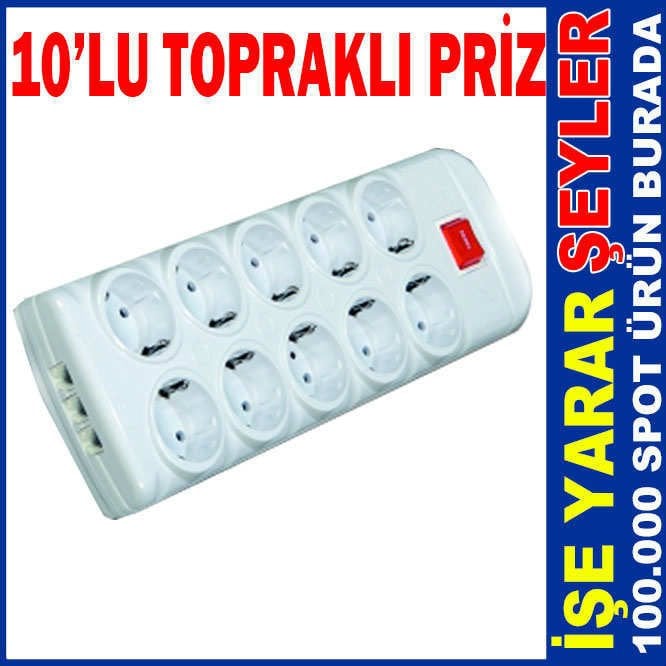 10'LU TOPRAKLI GRUP AÇMA KAPAMALI PRİZ 