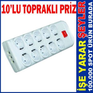 10'LU TOPRAKLI GRUP AÇMA KAPAMALI PRİZ 