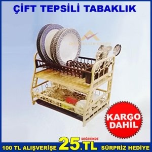 LÜKS SAĞLAM PLASTİKTEN ÇİFT TEPSİLİ MUTFAK GEREÇLERİNDEN TABAKLIK