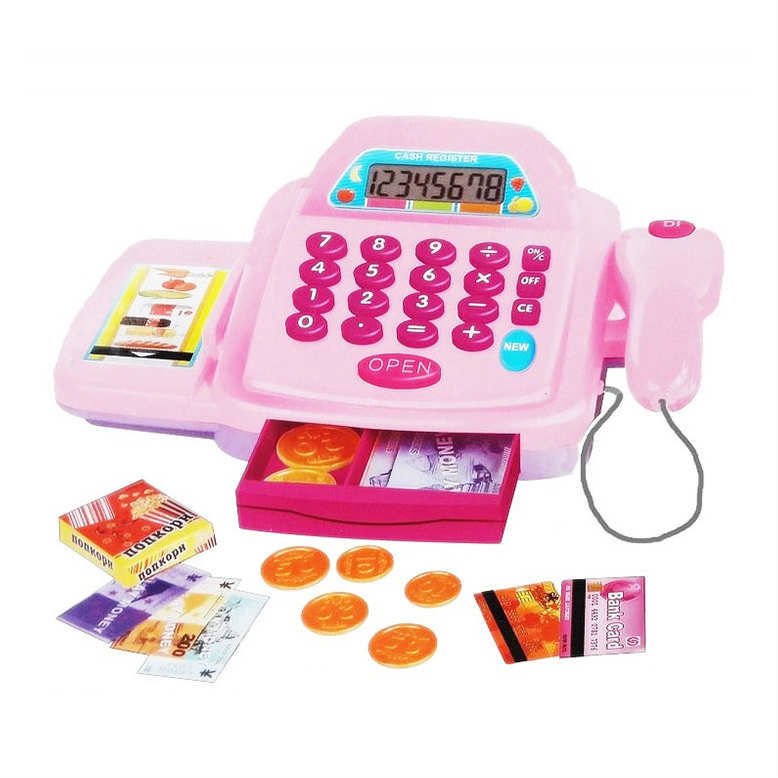 Oyuncak Barkod Okuyuculu Yazar Kasa - Cash Register (Pembe Renk - 3+ yaş )