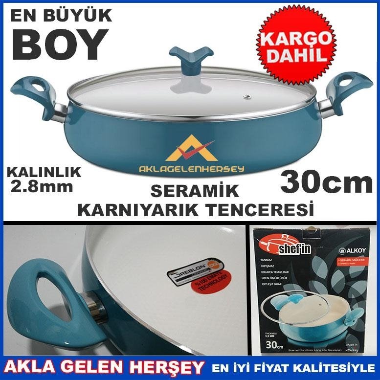 Ücretsiz Kargo ALKOY 2.8mm 30cm SERAMİK KARNIYARIK TENCERESİ
