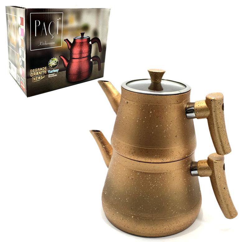 Alüminyum Üzeri 4 Kat Granit Görünümlü Teflon Kaplama Çaydanlık