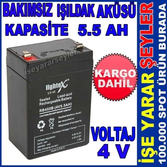 Lightex LT-45 Akü 4volt, 5.5Amper Işıldak Aküsü Ataba-GP