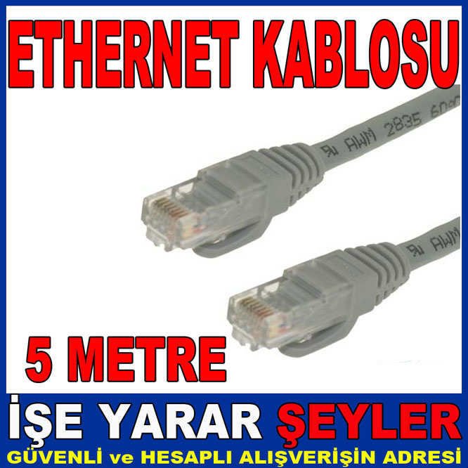 5 METRE CAT 5 ETHERNET KABLOSU 2 UCU JACKLI