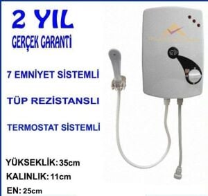 7 EMNİYETLİ ELEKTRİKLİ ANİ SU ISITICI BÜYÜK BOY LÜKS ŞOFBEN 7000W