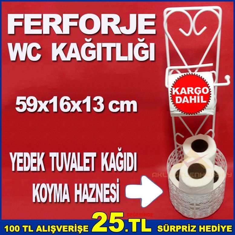 KALPLİ MODEL BEYAZ RENK FERFORJE TUVALET KAĞITLIĞI WC STANDI