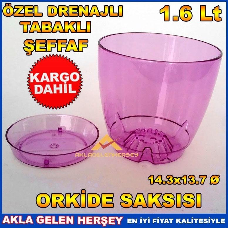 ÖZEL DRENAJLI TABAKLI İDEAL BOY 1.6 LİTRE ŞEFFAF ORKİDE SAKSISI