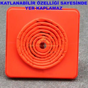 YER KAPLAMAZ AÇILDIĞINDA 24.5x50cm BOYUTUNA ULAŞAN IŞIKLI KATLANABİLİR TRAFİK VE İŞARET KONİSİ