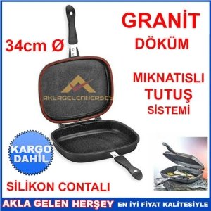 MAAS GRANİT ÇİFT TARAFLI IZGARA TAVA 34cm BÜYÜK BOY YEDEK SİLİKON