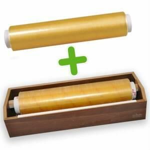 Süper Strec Kesici Ahşap Streç Standı+1 rulo 300mt Uzun Boy Gıda Streci Hediye Set,Gıda Koruma Seti