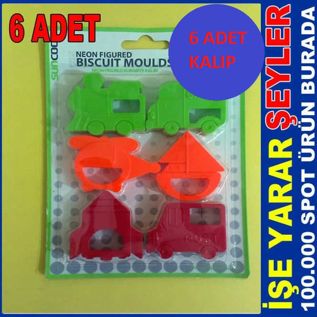 6 ADET NEON FİGÜRLÜ KEK ve KURABİYE KALIBI